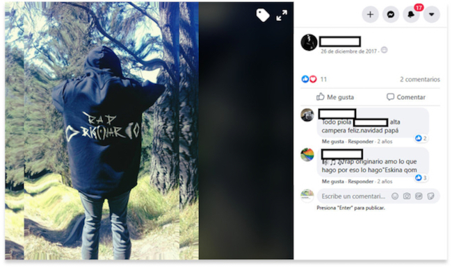 Posteo de Facebook del 26 de diciembre de 2017