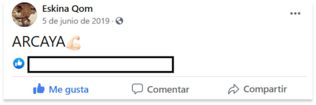 Posteo de Facebook del 5 de junio de 2019
