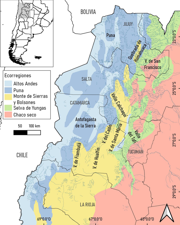 Principales áreas de investigación en el Noroeste argentino con información isotópica disponible en el registro esqueletal humano.