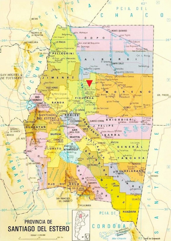 Ubicaci�n de San Felipe, departamento Figueroa, Santiago del Estero, Argentina.