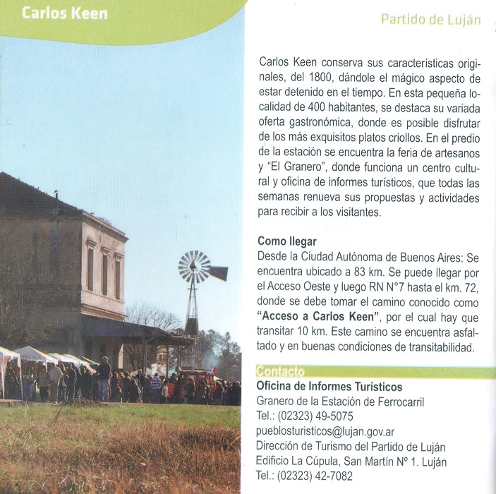 Ilustraci&oacute;n y texto correspondiente a la localidad de Carlos Keen.