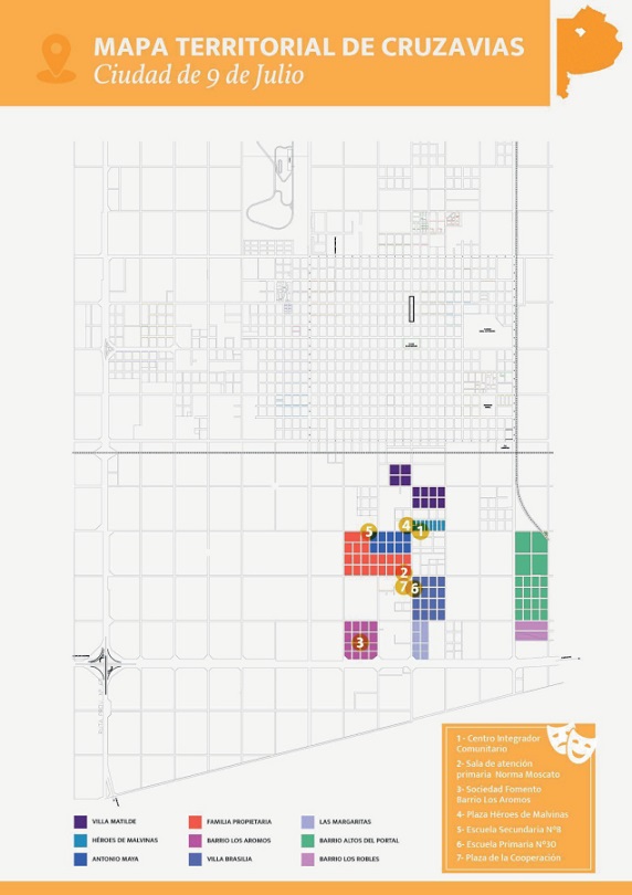 Fuente: el mapa original fue brindado por personal del Municipio de Nueve de Julio y luego fue intervenido por nosotros.