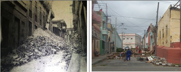 a) Terremoto de 1932 Saco y Padre Pico. b) Sandy/2012 Paraíso