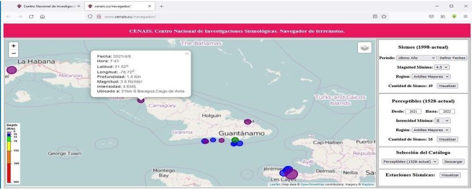Navegador de terremotos