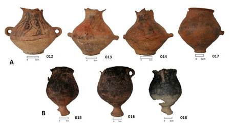 Piezas cer�micas cerradas de la colecci�n Magdalena Herrera. A. Ollas, B. ollas negras con pie de compotera.