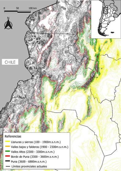 Mapa topogr�fico de la provincia de Catamarca, Argentina.