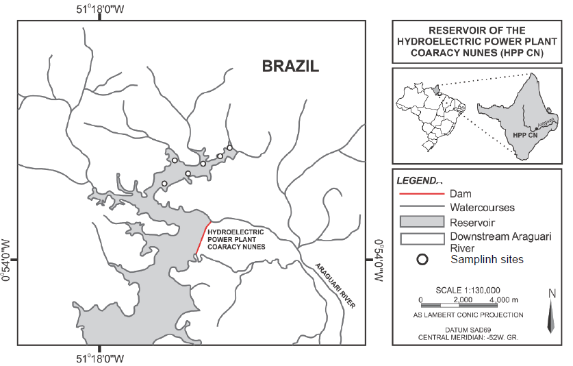 Collection area in
the Coaracy Nunes HPP reservoir in eastern Amazon (Brazil).
