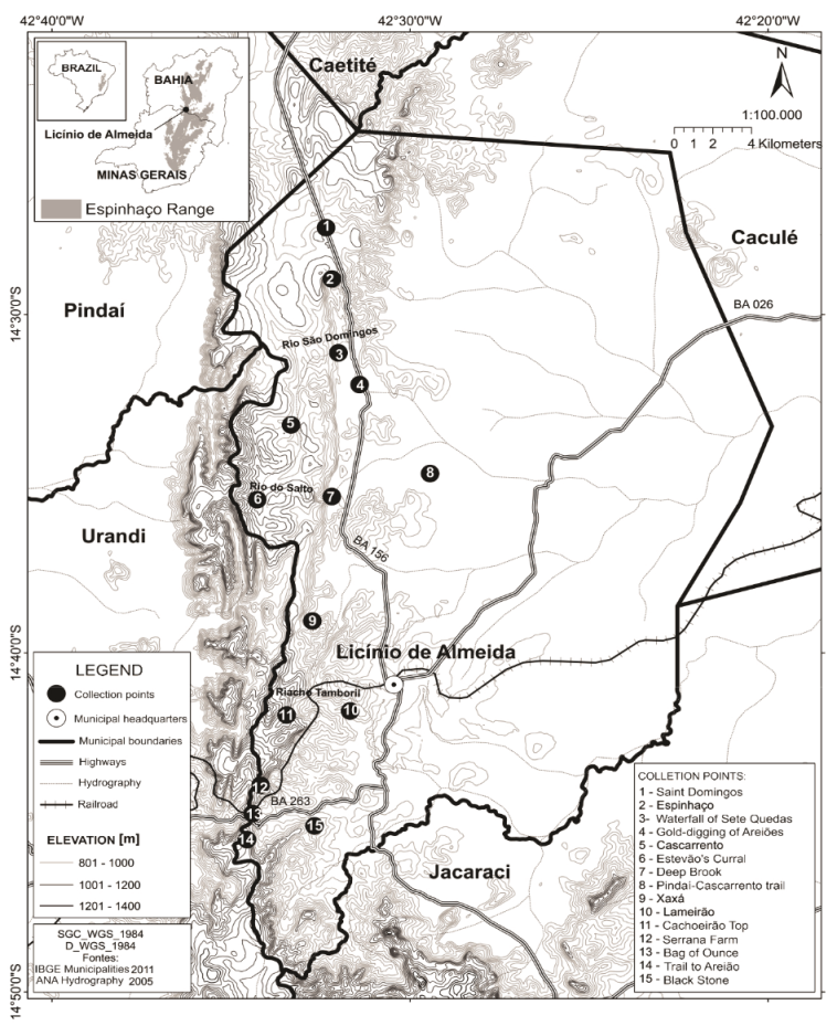 Location Serra Geral of Licínio de Almeida, Bahia, Brazil.