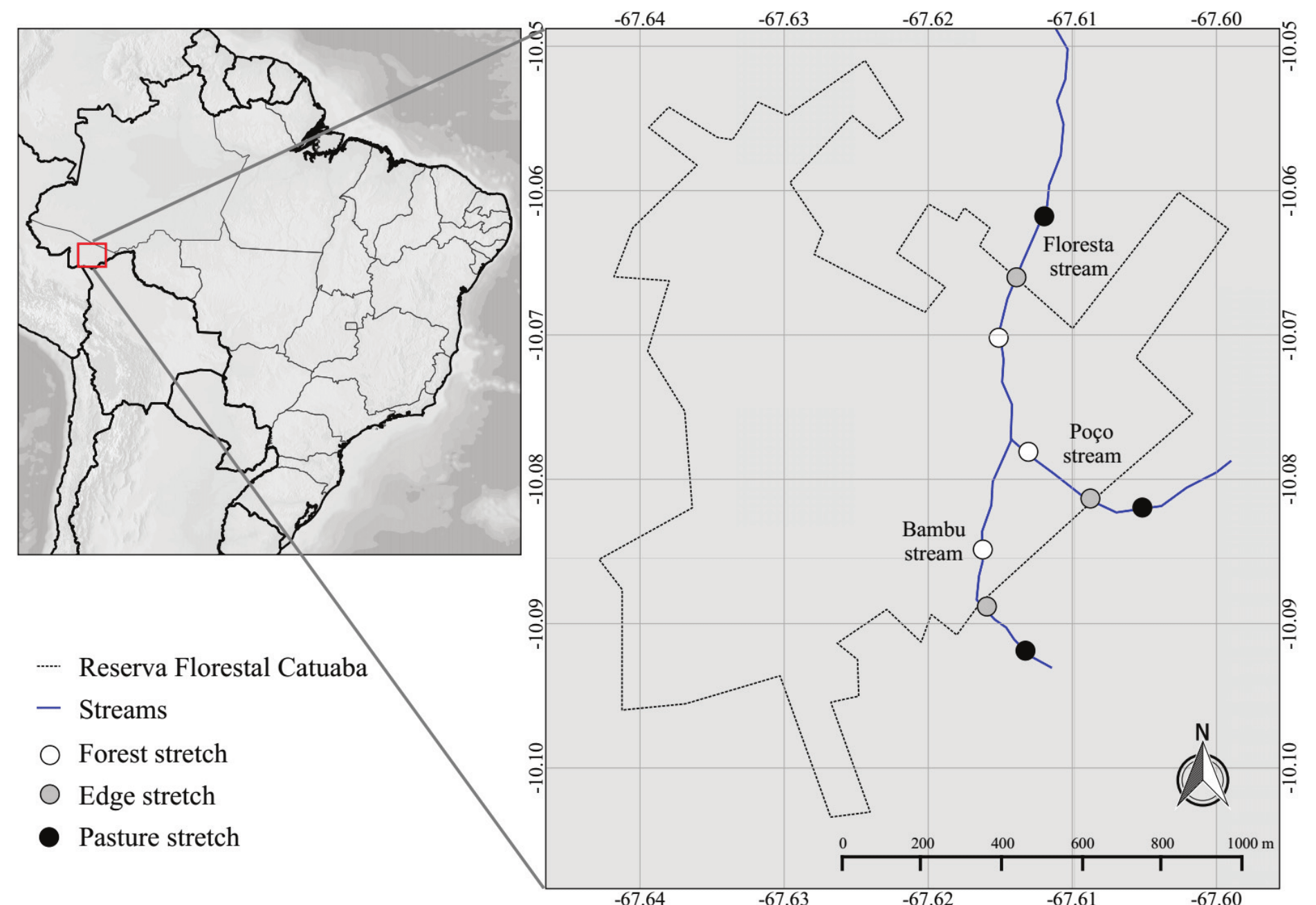 Study area in the Reserva
Experimental Catuaba, State of Acre, Brazil.