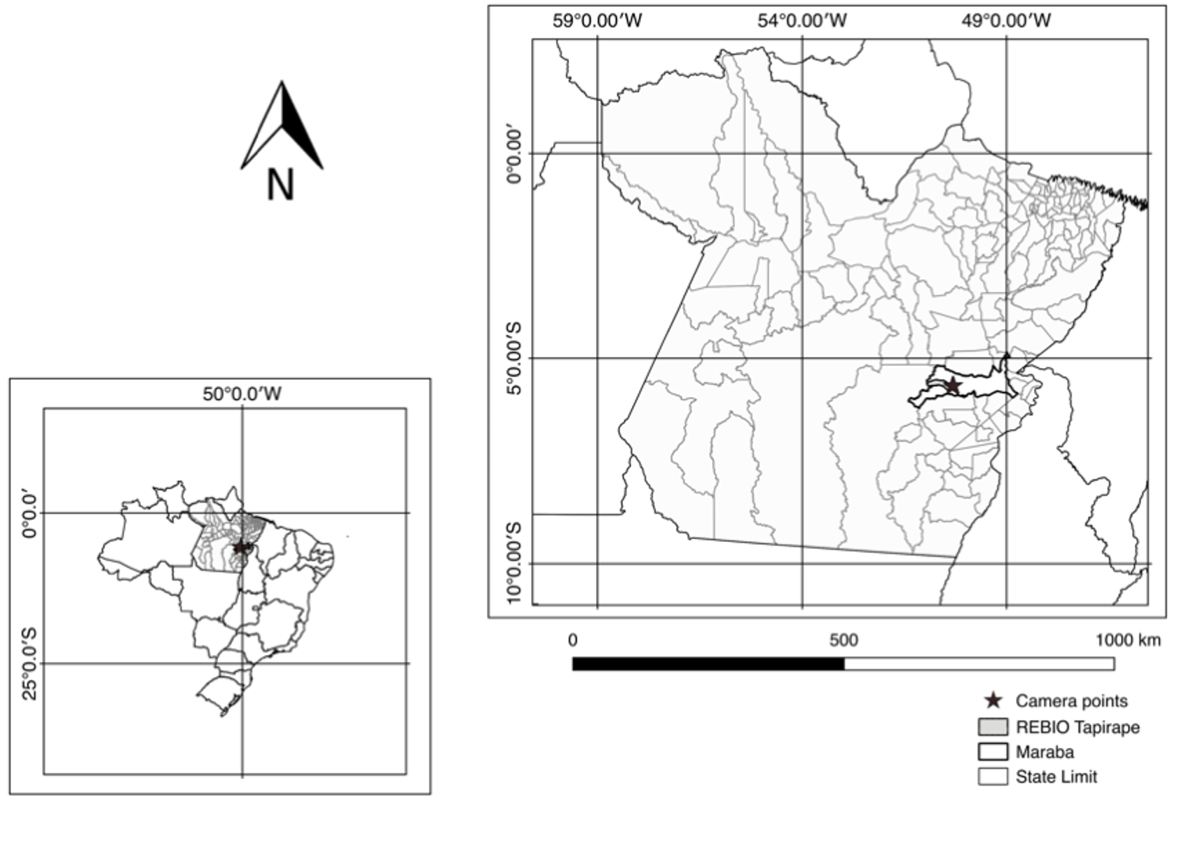 Map of Biological Reserve of Tapirap, located in Marab, Par, Brazil