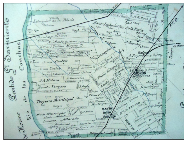 Plano del Partido de Mor�n. Registro gr�fico de propiedades rurales y ejido de los pueblos de campa�a. Circa 1860