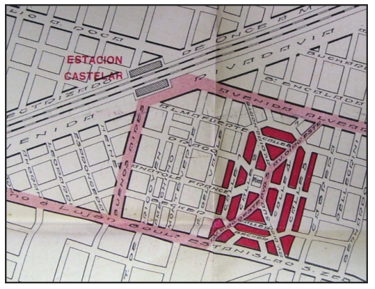 Plano de ubicaci�n del Barrio Parque Castelar en relaci�n a la Estaci�n Castelar del FCO