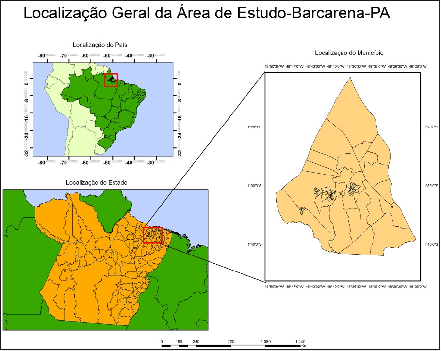 Mapa de localiza��o de Barcarena, no Par�