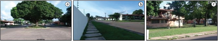 Distrito de Vila dos Cabanos (�rea rural): (a) ruas com pavimenta��o; (b) casas com cercas el�tricas; (c) condom�nios residenciais dos trabalhadores da Albr�s/Alunorte