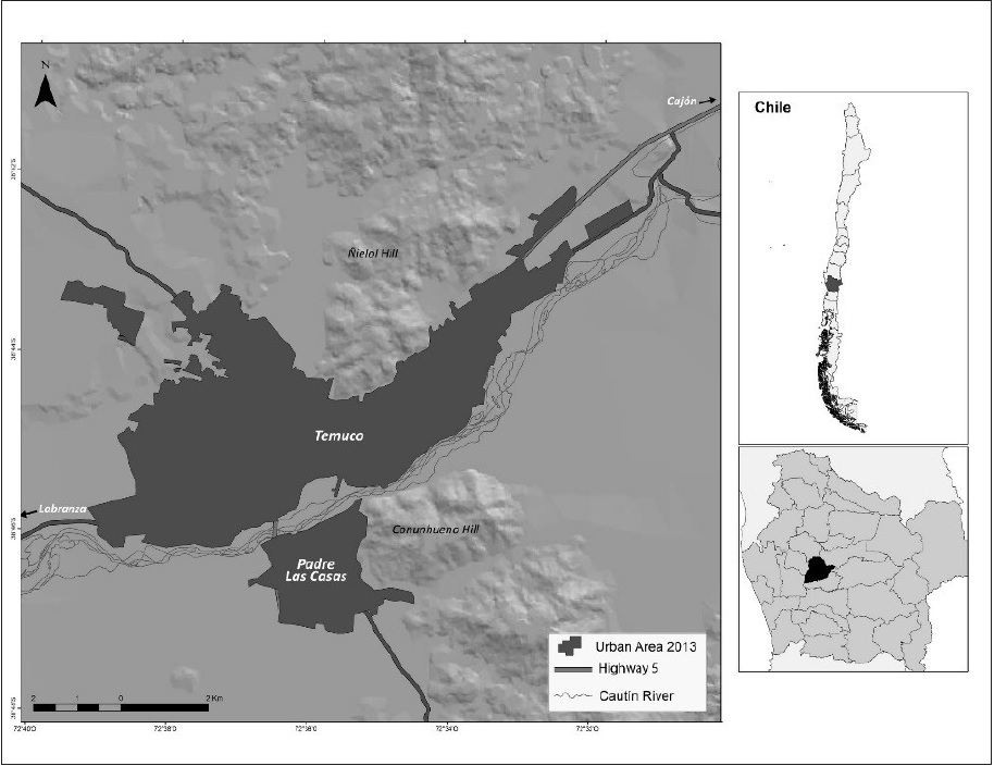 - Location of Temuco in La Araucana Region