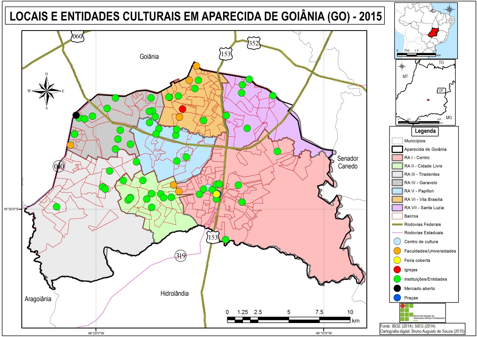 Locais e entidades culturais citadas pelos artistas/grupos pesquisados
