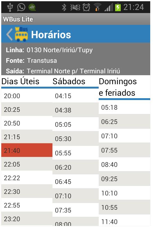 Aplicativo WBus