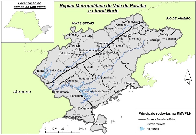 - Localização da Região Metropolitana do Vale do Paraíba e Litoral Norte
