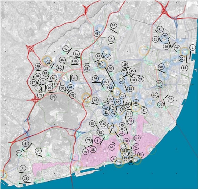 - 91 ruas da cidade de Lisboa