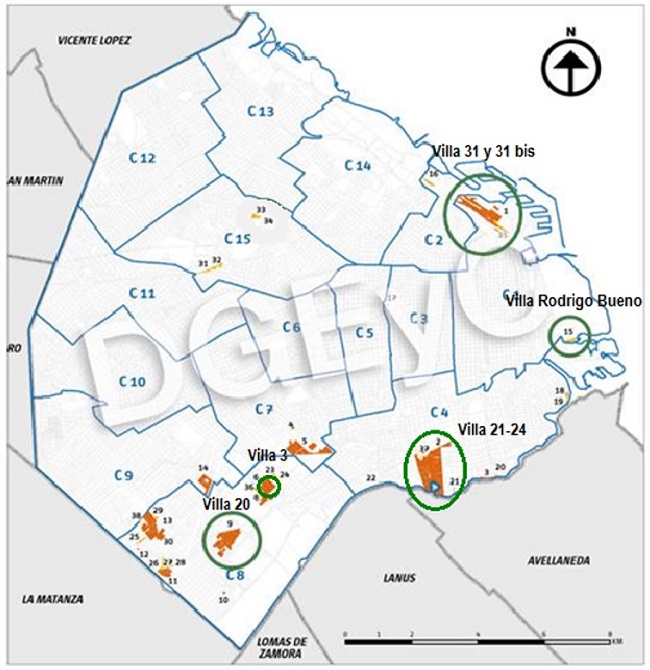  - Villas analizadas: Villa 31-31 bis, 3, 21-24, 20 y Rodrigo Bueno. CABA, Argentina 