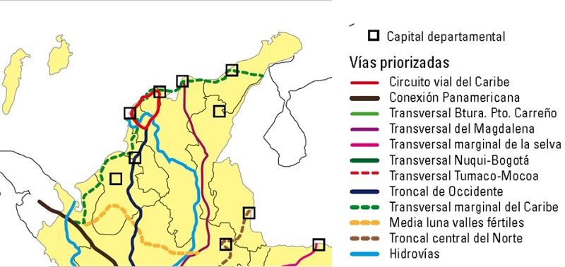 - Prioritized routes in the Caribbean Region