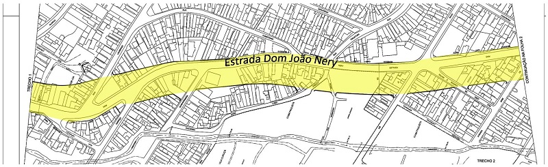 - Planta n.&ordm; 26.964, em destaque a faixa de desapropria&ccedil;&atilde;o prevista 