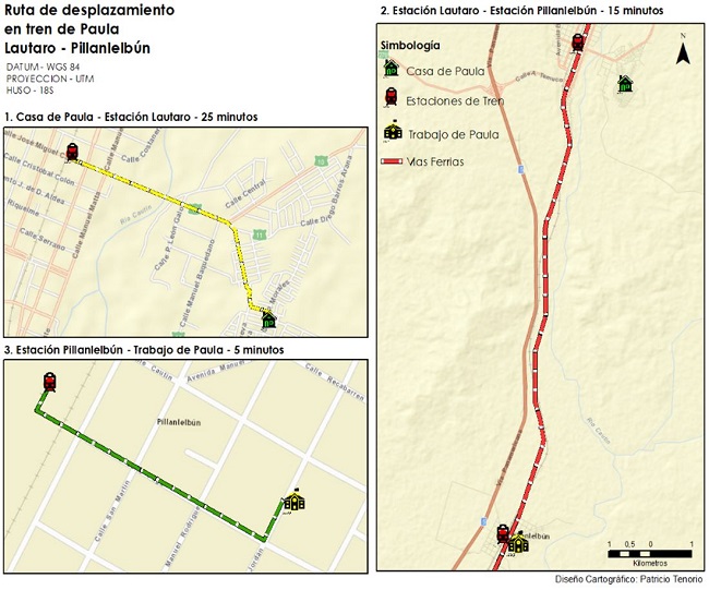 - Desplazamientos de Paula. Fuente: Elaboraci&oacute;n propia. 