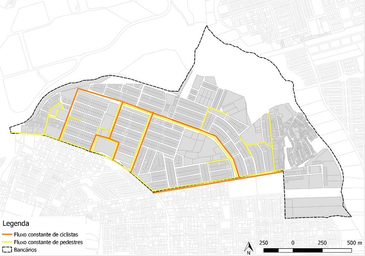 - Mapa de Usu&aacute;rios: fluxos de pedestres e ciclistas. 