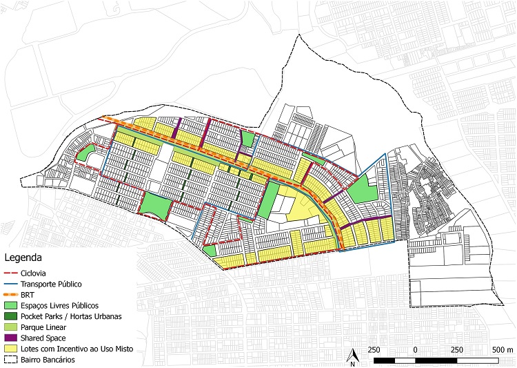 - Cen&aacute;rio Escolhido: Infraestrutura verde e Caminhabilidade. 
