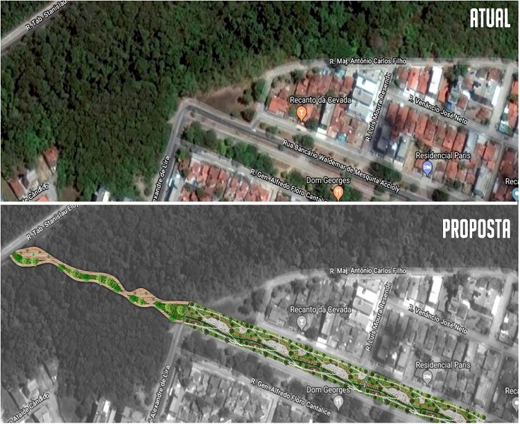 - Proposta para as &ldquo;Tr&ecirc;s Ruas&rdquo;: Parque Linear e Ponte. 