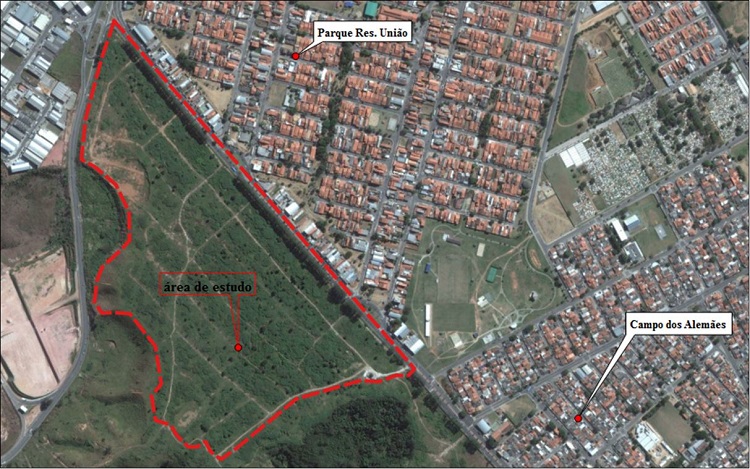 - Delimita&ccedil;&atilde;o da &aacute;rea de estudo e bairros adjacentes. 