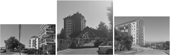 - Ejemplos de Edificios en Av. Arturo Prat, Costanera, Edificio Calle Los Arrayanes #390, Sector sur, Isla Teja, Edificio Esquina Pintor Mauricio Rugendas con Pintor Rodulfo Petersen, Sector noroeste, Isla Teja. 