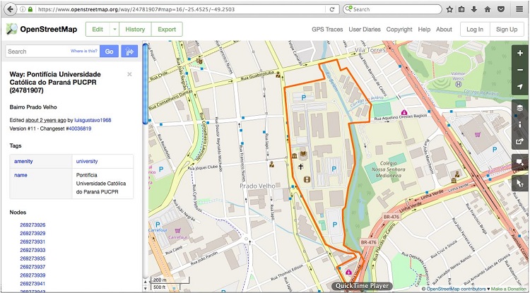 - Interface do OpenStreetMap. 