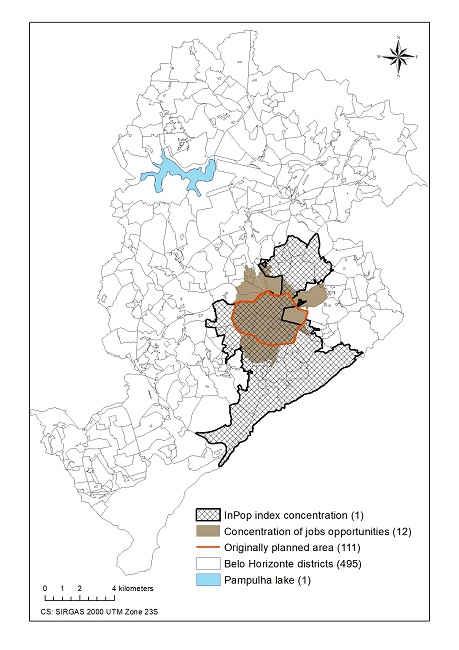 - Concentration of high-income population and job opportunities in Belo Horizonte (Getis-Ord Gi* cluster analysis). Source: The authors.