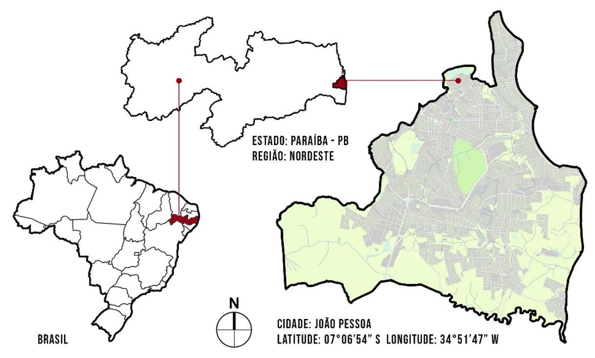 - Mapa de localização de João Pessoa-PB. Fonte: Elaboração própria.