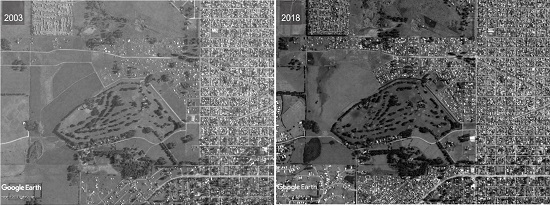 - Transformação da ocupação da área: 2003 e 2018. Fonte: elaboração própria, 2019.