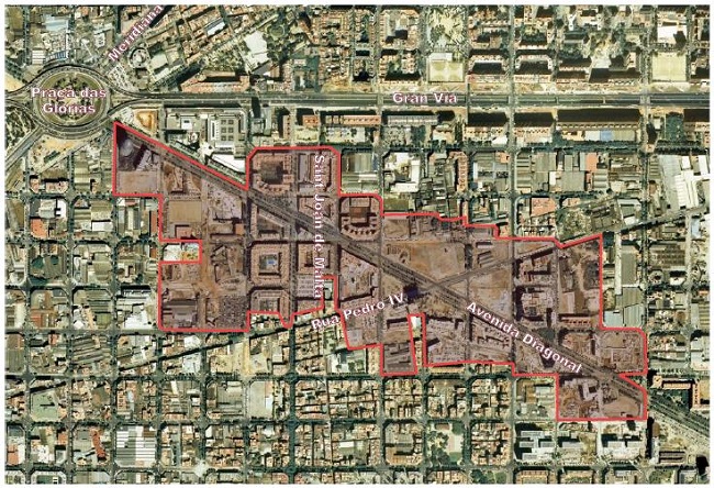 Imagem aérea de Poble Nou. 