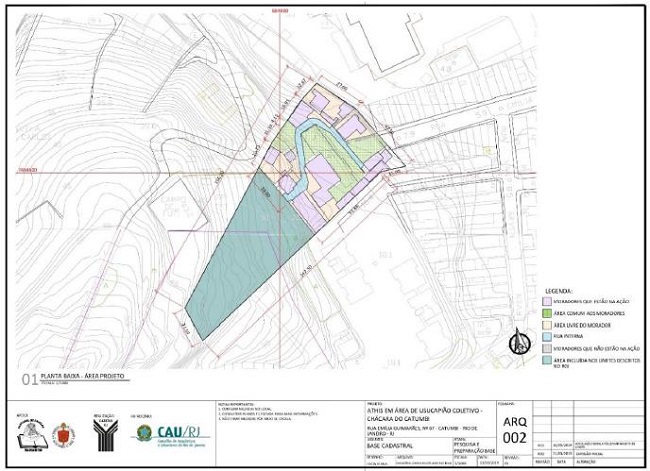 Área total da propriedade (em cores a área usucapida da Chácara do Catumbi).