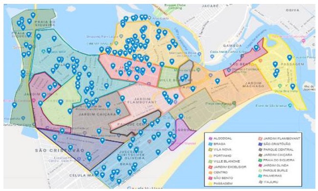 Mapping of CDW inadequate disposal points in the neighborhoods. 