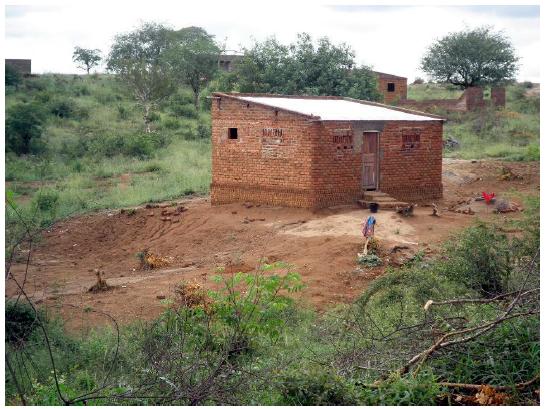 House built in bricks in Moatize rural area and landslide after rainstorm. 
