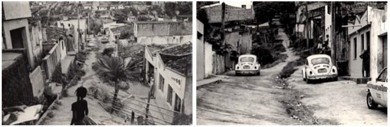 Fotos da Ladeira Osvaldo Gordilho - vista de cima e de baixo. Fonte: acervo do arquiteto Sylvio Sawaya.