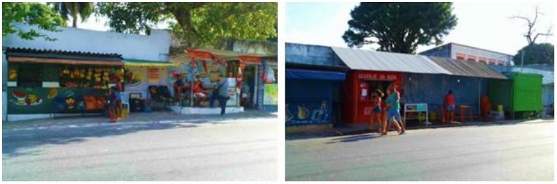 A imagem da Avenida Marqu&ecirc;s de Maric&aacute; mostra como a ocupa&ccedil;&atilde;o da cal&ccedil;ada com quiosques de com&eacute;rcio informal transforma o espa&ccedil;o destinado &agrave; circula&ccedil;&atilde;o em espa&ccedil;o de troca e perman&ecirc;ncia. Fonte: fotografia tirada pelos autores em 2018