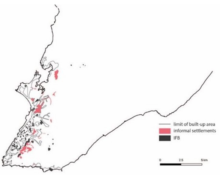 - Limits of the built-up area, the Inner Fringe Belt and informal settlements in the early 20th century (around 1930s).