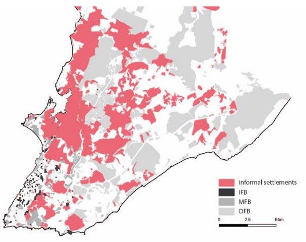 - The current city (2020). Most of the territory is occupied, and informal settlements become pervasive. The limit of built-up area is no longer traceable.