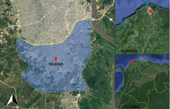 - Localización del municipio de Soledad (Atlántico-Colombia). Fuente: Autores (2021).