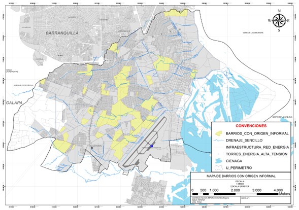- Barrios de origen informal en el municipio de Soledad (Atlántico). Fuente: Autores (2021) con base en información suministrada por la Secretaria de Planeación de Soledad.