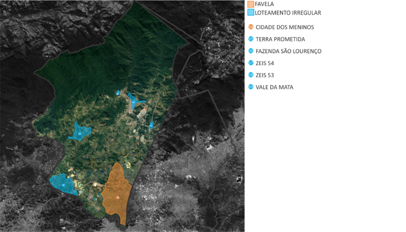 - Mapa de Assentamentos Informais do 4&ordm; distrito Xer&eacute;m. Fonte: Elabora&ccedil;&atilde;o dos autores, 2020.