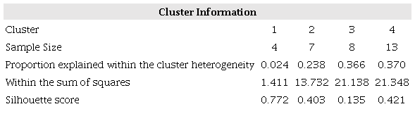 &ndash; Cluster information in relation to respondents' opinions