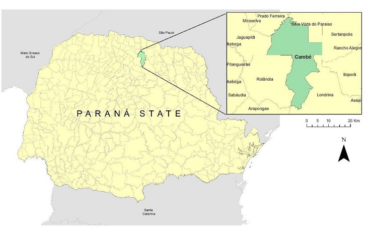 Location of Camb�, Paran�, Brazil. Source: IBGE (2022). Organized by the authors (2024).