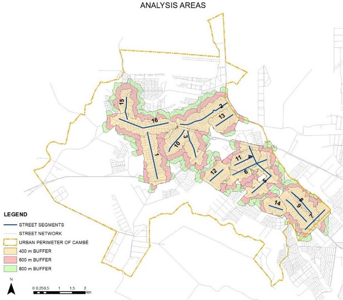 Analysis areas from the street segments. Source: Authors (2024).